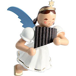 Tree ornaments Angel Ornaments Floating Angels Floating Angel Colored, Pan Pipe - 6,6 cm / 2.6 inch