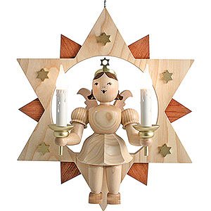 Angels Short Skirt Angels with Star (Blank) Floating Angel Natural in Star with Electrical Lighting - 28 cm / 11 inch