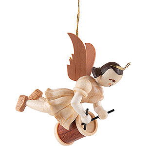 Tree ornaments Angel Ornaments Floating Angels Floating Angel with Long Drum - Natural - 6,6 cm / 2.6 inch