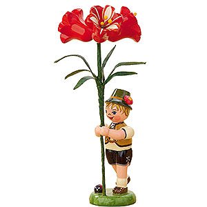 Small Figures & Ornaments Hubrig Flower Kids Flower Child Boy with Amaryllis - 11 cm / 4,3 inch