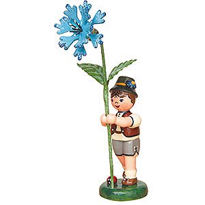 Small Figures & Ornaments Hubrig Flower Kids Flower Child Boy with Cornflower - 11 cm / 4,3 inch