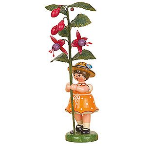 Small Figures & Ornaments Hubrig Flower Kids Flower Child Girl with Fuchsia - 17 cm / 7 inch