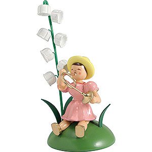 Small Figures & Ornaments Flower children Flower Child with Lily of the Valley and French Horn Sitting - 12 cm / 4.7 inch