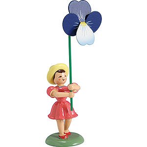 Small Figures & Ornaments Flower children Flower Child with Pansy, Colored - 12 cm / 4.7 inch