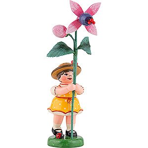 Small Figures & Ornaments Hubrig Flower Kids Flower Girl with Fuchsia - 11 cm / 4.3 inch