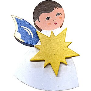 Angels Other Angels Fridge Magnet - Angel with Star - Blue Wings - 7,5 cm / 3 inch