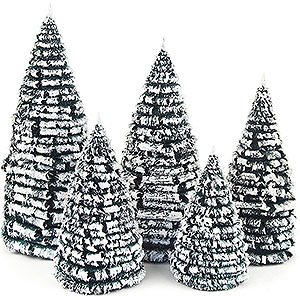 Small Figures & Ornaments Decorative Trees Frosted Trees - Green-White - 5 pieces - 8 cm / 3.1 inch to 16 cm / 6.3 inch