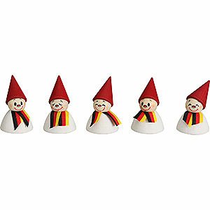 Small Figures & Ornaments Teeter figurines German Fan - Teeter with Scarf, Set of Five - 4 cm / 1.6 inch