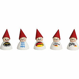Small Figures & Ornaments Teeter figurines German Fan - Teeter with Slogan, Set of Five - 4 cm / 1.6 inch