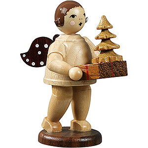 Weihnachtsengel Geschenkeengel (Ellmann) Geschenkeengel mit Baum, natur - 6,5 cm
