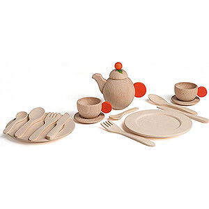 Holzspielzeug Kaufladen Geschirrset Natur - 17,8 cm
