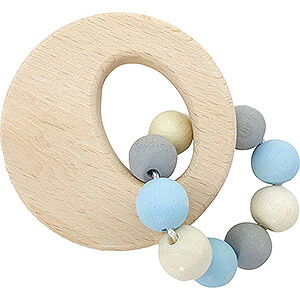 Wooden Toys For the Youngest Grasping Rattle Circle, Nature Blue - 10 cm / 3.9 inch