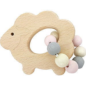 Holzspielzeug Fr die Kleinsten Greifrassel Schaf, nature rosa - 10 cm