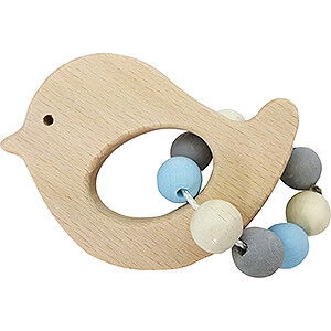 Holzspielzeug Fr die Kleinsten Greifrassel Vogel, nature Blue - 10 cm
