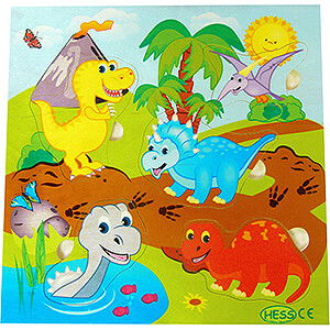 Holzspielzeug Bau- und Legespiele Griffpuzzle Dinos - 24,5 cm