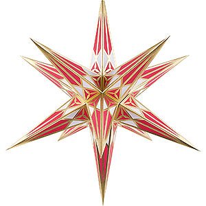 Advent Stars and Moravian Christmas Stars Hartensteiner Christmas Stars Hartenstein Christmas Star for Inside Use - White-Wine Red with Gold - 68 cm / 27 inch