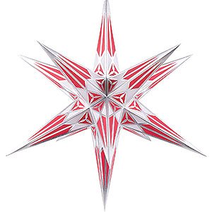 Advent Stars and Moravian Christmas Stars Hartensteiner Christmas Stars Hartenstein Christmas Star for Inside Use - White-Wine Red with Silver - 68 cm / 27 inch