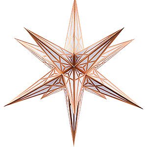 Advent Stars and Moravian Christmas Stars Hartensteiner Christmas Stars Hartenstein Christmas Star for Inside Use - White with Copper - 68 cm / 27 inch