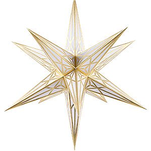 Advent Stars and Moravian Christmas Stars Hartensteiner Christmas Stars Hartenstein Christmas Star for Inside Use - White with Gold - 68 cm / 27 inch