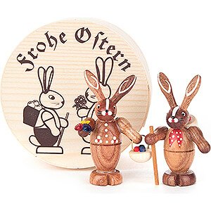 Kleine Figuren & Miniaturen Osterartikel Hasenpaar natur in Spandose - 6 cm