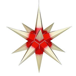 Advent Stars and Moravian Christmas Stars Halauer Christmas Stars Hasslau Christmas Star - Creme with Red Core and Lighting - 65 cm / 25.6 inch - Inside Use