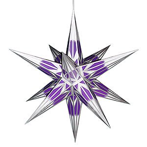Advent Stars and Moravian Christmas Stars Halauer Christmas Stars Hasslau Christmas Star - Purple/White with Silver Pattern and Lighting - 65 cm / 25.6 inch - Inside Use