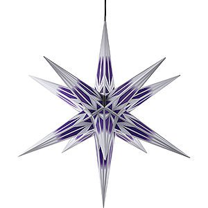 Advent Stars and Moravian Christmas Stars Halauer Christmas Stars Hasslau Christmas Star - Purple/White with Silver Pattern and Lighting - 75 cm / 30 inch -  Inside/Outside Use