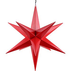 Advent Stars and Moravian Christmas Stars Halauer Christmas Stars Hasslau Christmas Star - Red and Lighting - 60 cm / 23.6 inch - Inside/Outside Use
