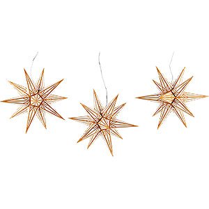 Advent Stars and Moravian Christmas Stars Halauer Christmas Stars Hasslau Christmas Star Set of Three for Inside Use White with Golden Pattern - 16 cm / 6.3 inch