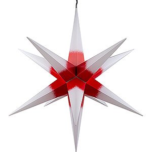 Advent Stars and Moravian Christmas Stars Halauer Christmas Stars Hasslau Christmas Star - White with Red Core and Lighting - 75 cm / 30 inch -  Inside/Outside Use
