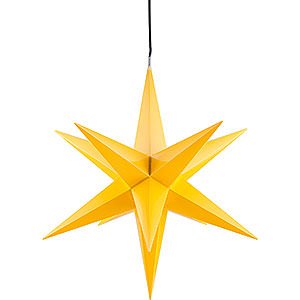 Advent Stars and Moravian Christmas Stars Halauer Christmas Stars Hasslau Christmas Star - Yellow and Lighting - 60 cm / 23.6 inch - Inside/Outside Use
