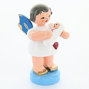 Angels Angels - blue wings - small Heart Angel with Baby Girl - Blue Wings - Standing - 6 cm / 2.4 inch