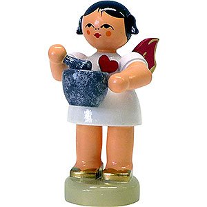 Angels Angels - red wings - small Heartangel with Mortar - Red Wings - Standing - 6 cm / 2.3 inch