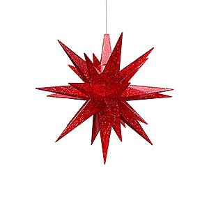 Advent Stars and Moravian Christmas Stars Herrnhuter Star A1 Herrnhuter Moravian Star A1e Red Glitter - Special Edition 2023 - 13 cm / 5.1 inch