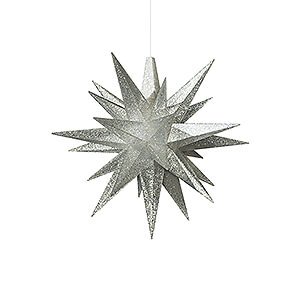 Advent Stars and Moravian Christmas Stars Herrnhuter Star A1 Herrnhuter Moravian Star A1e Silver Glitter Plastic - Special Edition 2022 - 13 cm / 5.1 inch