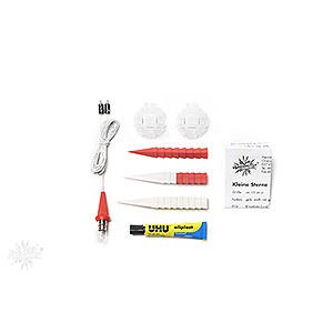 Advent Stars and Moravian Christmas Stars Herrnhuter Star A1 Herrnhuter Moravian Star DIY Kit A1b White/Red Plastic - 13 cm/5.1 inch