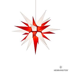 Advent Stars and Moravian Christmas Stars Herrnhuter Star I6 Herrnhuter Moravian Star I6 White/Red Paper - 60 cm / 23.6 inch