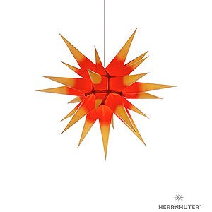 Advent Stars and Moravian Christmas Stars Herrnhuter Star I6 Herrnhuter Moravian Star I6 Yellow with Red Core Paper - 60 cm / 23.6 inch