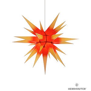 Advent Stars and Moravian Christmas Stars Herrnhuter Star I7 Herrnhuter Moravian Star I7 Yellow with Red Core Paper - 70 cm / 27.6 inch