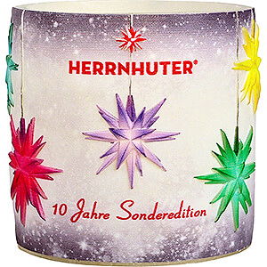 Lichterwelt Kerzen Herrnhuter Panoramakerze bunt - 10 Jahre Sonderedition mit 3D-Effekt - 10 cm