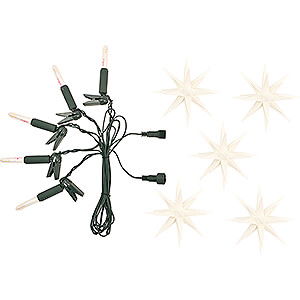 Adventssterne und Weihnachtssterne Herrnhuter Stern A1 Herrnhuter Sternenkette kurz A1s - 5 Sterne wei mit Trafo & Erweiterung - 13 cm