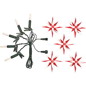 Adventssterne und Weihnachtssterne Herrnhuter Stern A1 Herrnhuter Sternenkette kurz A1s - 5 Sterne wei/rot mit Trafo & Erweiterung - 13 cm