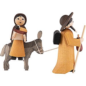 Nativity Figurines All Nativity Figurines Holy Family on Donkey, Stained - 7 cm / 2.8 inch