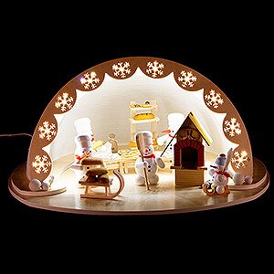 World of Light Lighted Houses Igloo Bakery - Snowmen Bakers - 35x18 cm / 13.8x7.1 inch