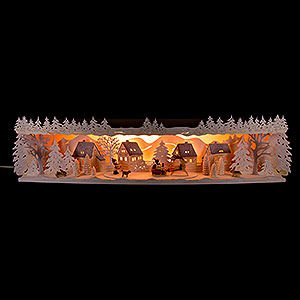 Candle Arches 120 Volt US-Standard Illuminated Stand Reindeer Sleigh with Snow - 75x20x15 cm / 29.5x7.9x5.9 inch