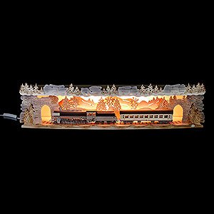 Candle Arches 120 Volt US-Standard Illuminated Stand - Train Ride Through the Ore Mountains - 75x20x15 cm / 29.5x7.9x5.9 inch
