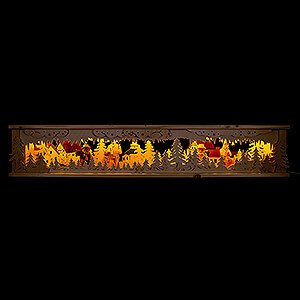 Candle Arches 120 Volt US-Standard Illuminated Stand with Four Figures and Painted Roofs - 133x26x18 cm / 52x10x7 inch