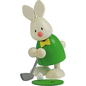 Kleine Figuren & Miniaturen Max & Emma (Hobler) Kaninchen Max beim Golf - Einlochen - 9 cm