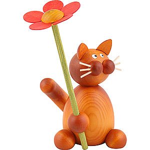 Kleine Figuren & Miniaturen Martin Tierfiguren Katze Charlie mit Blume - 8 cm