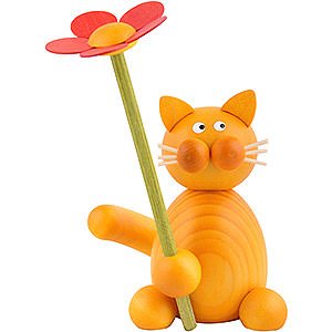 Geschenkideen Geburtstag Katze Emmi mit Blume - 8 cm